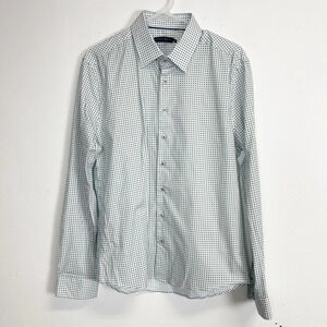 NEW Stone Rose Shirt Men Small Button Up Geometric Print Gray Woven NWOT